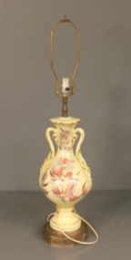 Hand Painted Porcelain Lamp with Floral Design