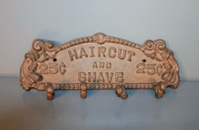 Haircut and Shave Iron Coat Rack