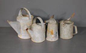 Group of Four Galvanized Metal Water Pitchers 1930 and 1940