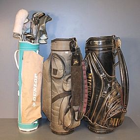 Set of Miscellaneous Golf Clubs and Three Golf Bags