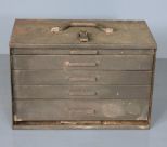 Antique Tool Box with Sliding Drawer