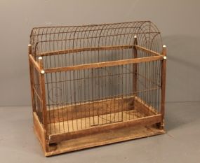 Vintage Bird Cage with Wooden Bottom