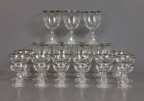 Vintage Crystal Stemware with Silver Rim