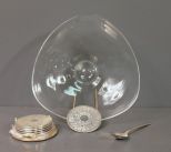 Glass Dish with Set of Coasters and Spoon