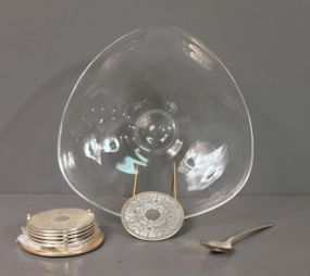 Glass Dish with Set of Coasters and Spoon