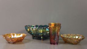 Four Pieces of Carnival Glass