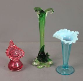 Three Victoria Glass Vases, Two Fenton