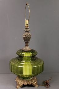 Green Colored Glass Lamp 1960