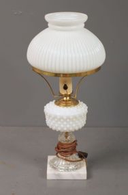 Milk Glass Lamp on Marble Base