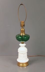Green and White Art Glass Lamp
