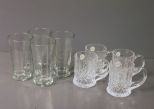 Group of Four Clear Glasses and Four Clear Crystal Mugs