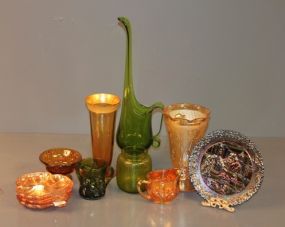 Group of Carnival Glass Vases and Plates