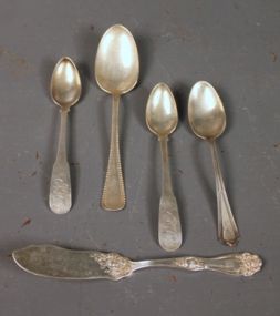 Two Coin Silver Spoons and One Sterling Spoons