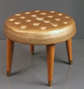 Footstool with Gold Colored Cushion