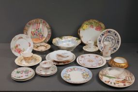 Group of Hand Painted Plates, Cups and Bowls