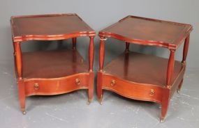 Pair of Leather Inlay Side Tables