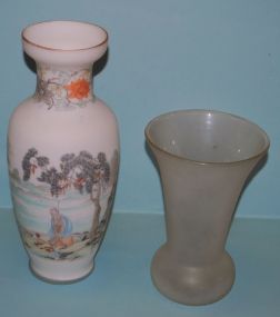 Ceramic Japanese Vase and Glass Vase