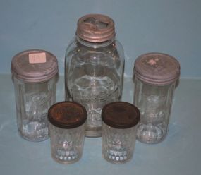 Presto Supreme Mason Jar, Two Vintage Freezer Jars and Two Vintage Stuff Jars