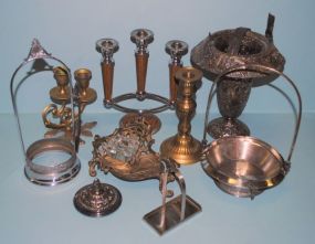 Group of Silverplate and Brass Items