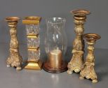 Decorative Candle Stick Holders, Hurricane Shade with Base and Glass Candle Holder