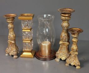 Decorative Candle Stick Holders, Hurricane Shade with Base and Glass Candle Holder