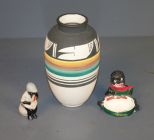 V. Silas Navejo Vase and Two Figurines