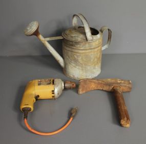 Electric Drill, Tin Pitcher and Hammer