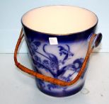 Antique Large Flow Blue Bucket with Handle
