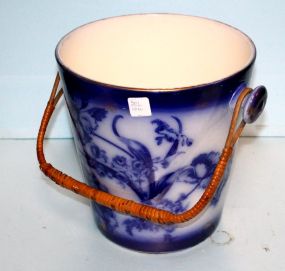 Antique Large Flow Blue Bucket with Handle