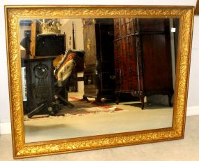Large Mirror in Flower Carved Gold Frame