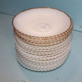 Twenty White Opalene Saucers