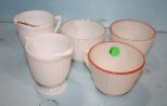 Milk Glass Creamer/Sugar & Three Cups