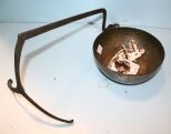 Metal Bowl, Four White Iron Hooks & Iron Hook