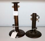 Two Pushup Metal Candlesticks