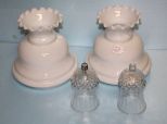 Two White Shades & Two Hurricane Small Shades for Candlestick