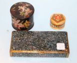 Brass/Marble Pen Box, Victorian Paper Mache' Box & Box