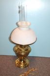 Brass Lamp with Swirl Porcelain Shade