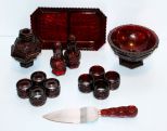 1876 Avon Cape Cod Candy Dish, Dessert Server, Salt/Peppers, Candleholders, Napkin Rings & Condiment Dish