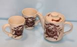 Classic Ceramic Pitcher & Two Mugs