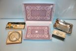 Silver plate Salt & Pepper, Bread/Butter Set, Basket & Two Plastic Trays