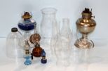 Various Size Oil Lamps and Glass Shades
