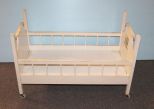 White Doll Bed with Rabbit Design