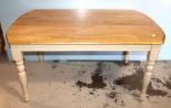 Oak Top Table with Beige Colored Legs