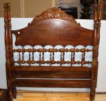 Walnut 3/4 Rose Carved Poster Bed