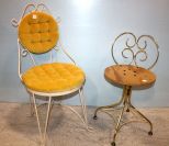 Brass Vanity Chair and White Metal Vanity Chair
