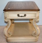 Oak and Cream One Drawer End Table