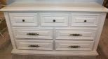 White Seven Drawer Dresser with Mirror