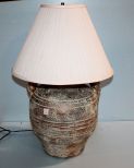 Bronze and White Pottery Lamp