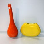 Royal Hager Green Vase & Hager 2004 Orange Ghourd Shape Vase