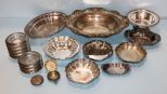 Silver plate Lot of Various Size Bowls & 8 Silver plate Coasters